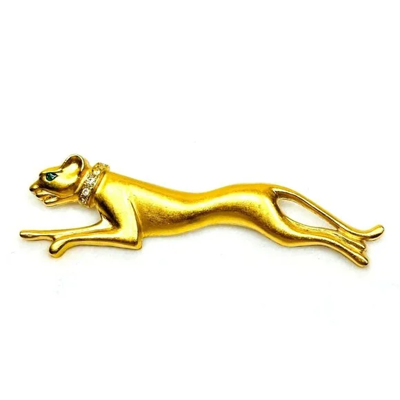 Vintage Jackie Collins Leaping Panther Figural Brooch - Picture 2 of 7